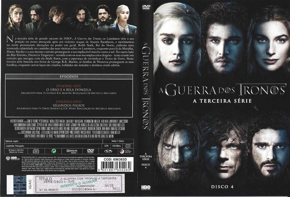Guerra dos Tronos - - - 3ª Temporada - - - - - 5 X DVD