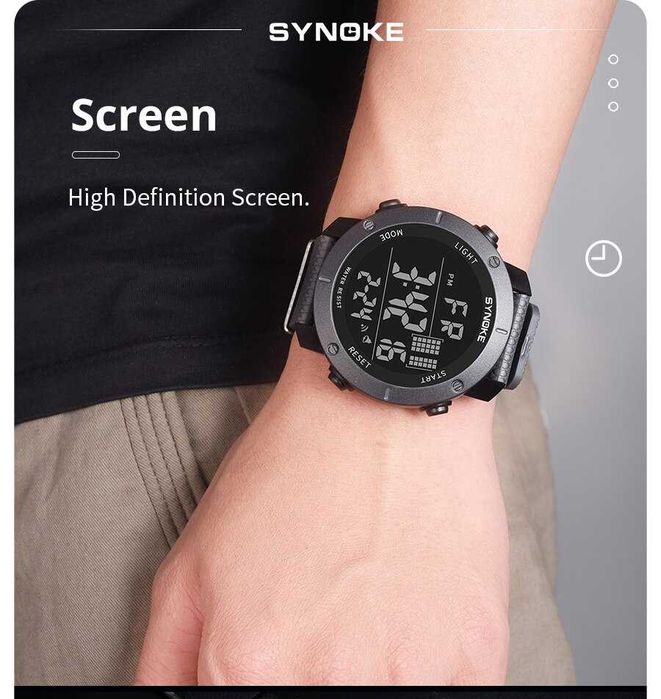 Duży zegarek męski elektroniczny Synoke sportowy stoper datownik luma