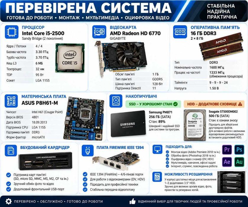 Станцція для монтажу FullHD та оцифрування відео