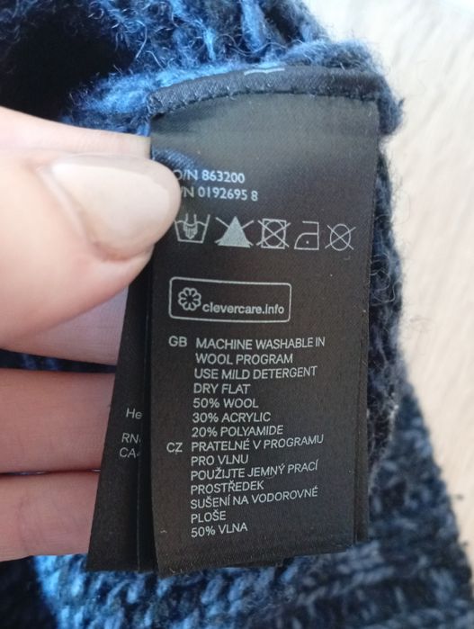 Granatowy wełniany sweter , H&M, rozmiar S