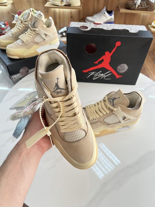 Кросівки Nike Air Jordan 4 x Off-White Sail Beige Logo