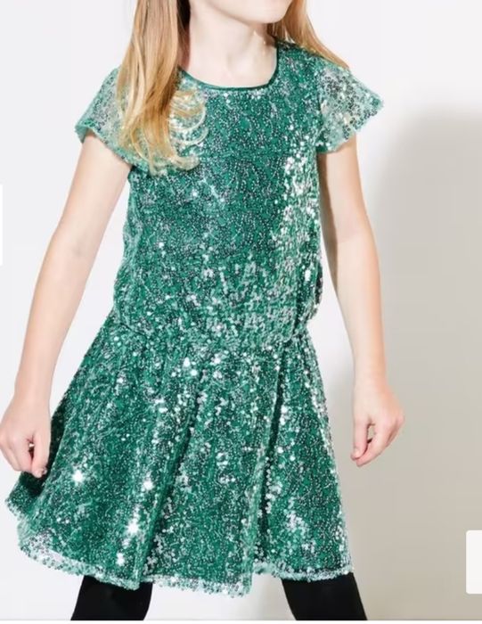 Sukienka śliczna cekinowa z krótkim rękawem galowa John Lewis