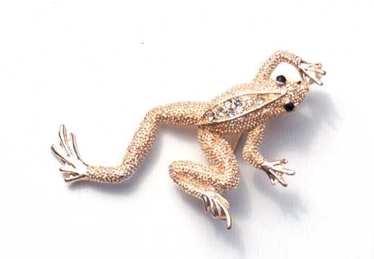 Broszka żaba Rose Gold Kryształki Nowa