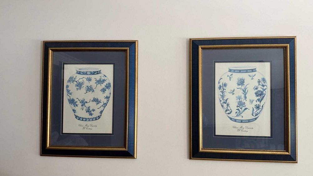 Quadros com gravuras de vasos da dinastia Ming