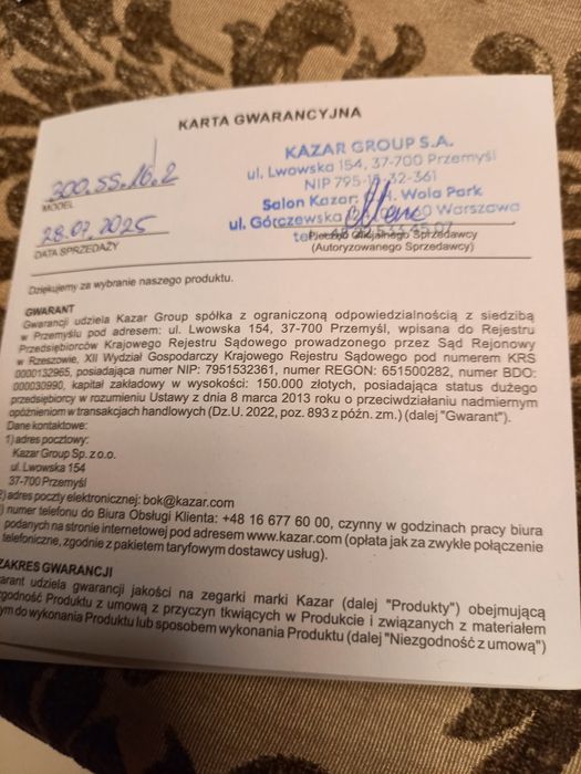 Nowy zegarek Kazar