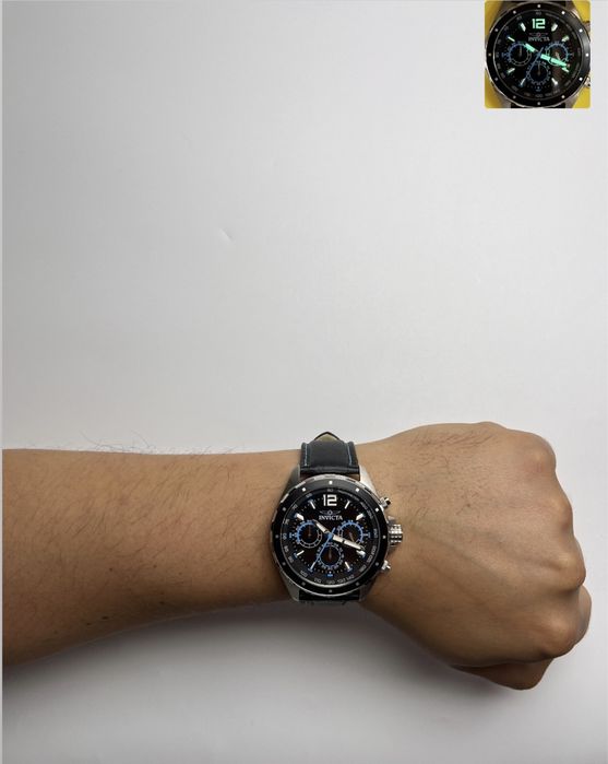 Invicta 49360, чоловічий годинник зі шкіряним ремінцем, інвікта