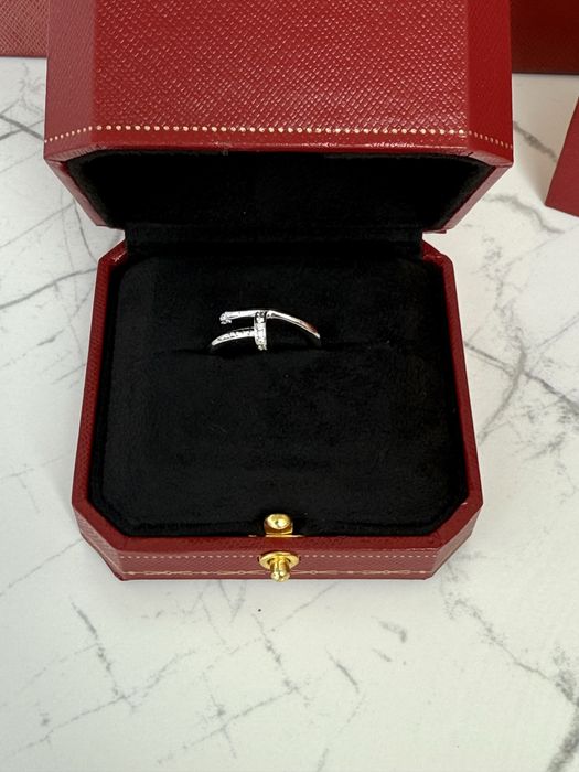 Каблучка Cartier Juste un Clou з натурального срібла 925 проби з покриттям родія(не темніє), кольцо картье цвях , картʼє серебро, кільце гвоздь 17 роз