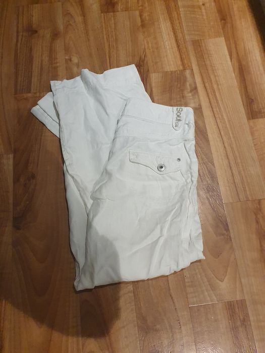 Spodnie damskie biale 100% len lniane M