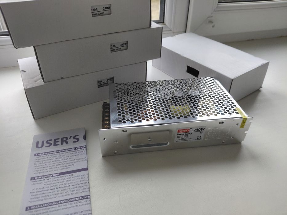 Блок живлення JINBO 240 Вт 220В AC/12В DC IP20 відкритий (JLV-12240K)