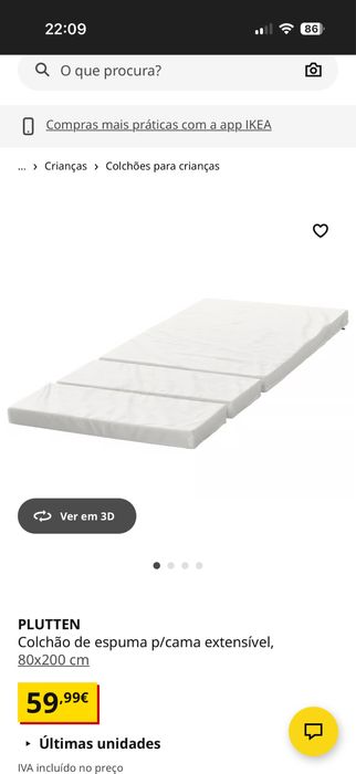 Cama e colchão de crianca extencivel 80x200 IKEA