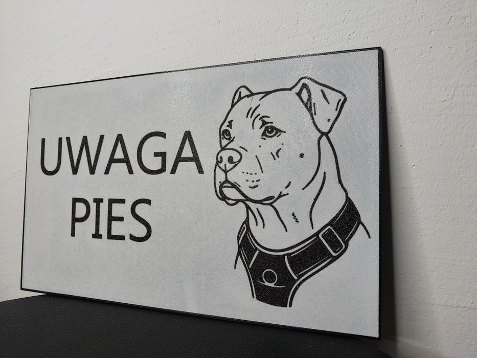 UWAGA PIES tabliczka na bramę druk 3D