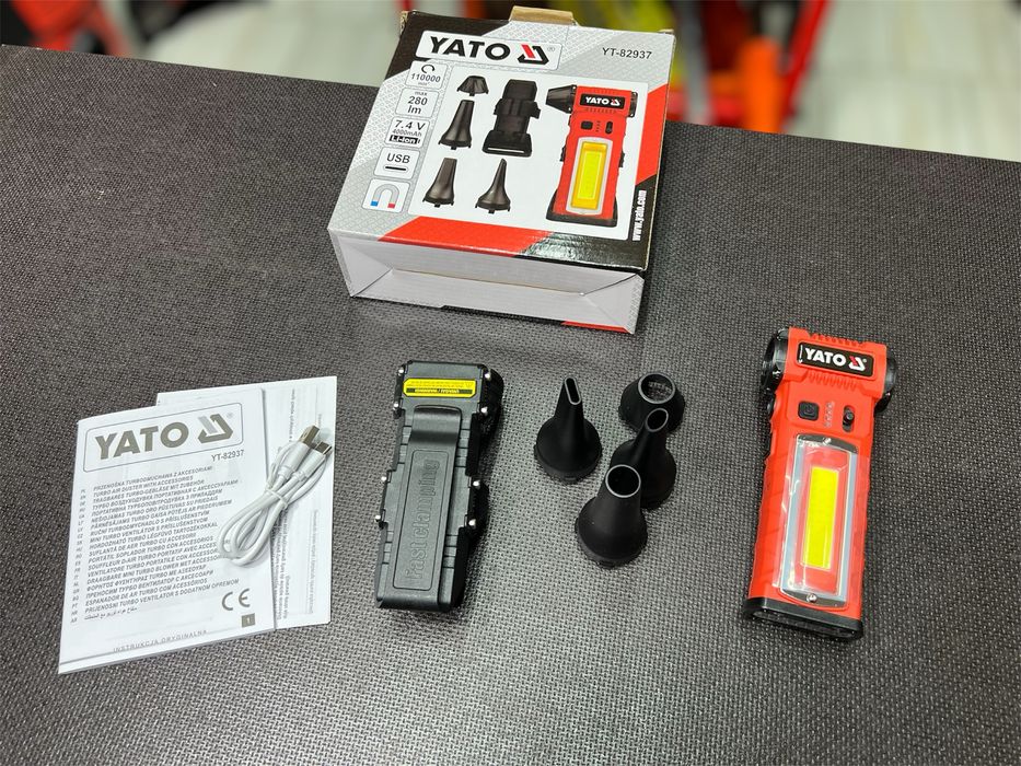 Аккумуляторный воздуходув + фонарь YATO YT-82937 - 110 000 об/мин