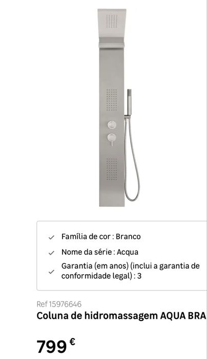 Coluna hidronassagem ACQUA