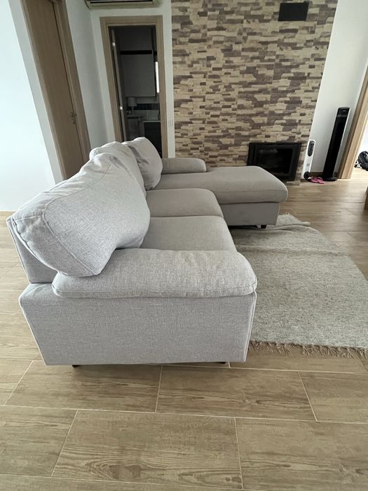 Sofá chaise-longue JYSK cinzento – 3 lugares