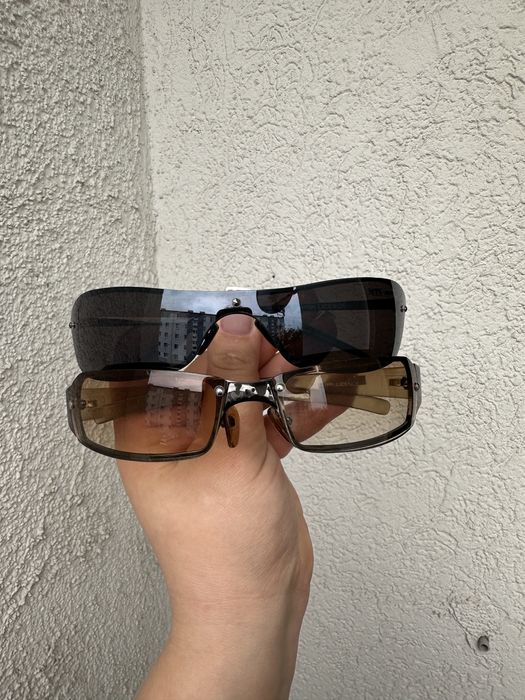 Zestaw 2 par okularów Matrix Y2K Vintage Shield Rimless MTX 247 & 256