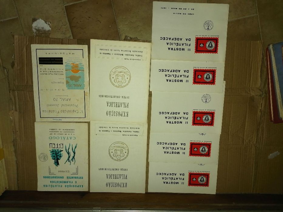Brochuras, programas e catálogo de exposições filatelia muito antigas
