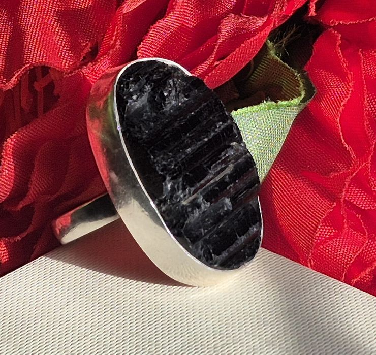 Przepiękny duży pierścionek ze srebra 925  Turmalin rozmiar 16