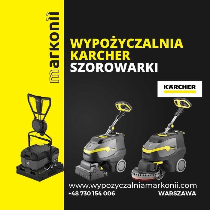Wynajem Karcher Szorowarka BD 43/35 BD 50/60 ze sciąganiem wody, sieciowa kabel Wypożyczalnia