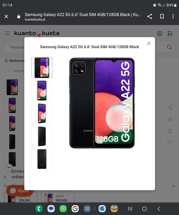 Vendo desbloqueado Samsung Galaxy A 22 5G 128Gb capa e pelicula