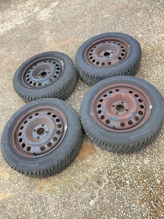 Conjunto Jantes Ferro R15 OPEL MERIVA Ano 2005 4×100 Pneus 185/60 R15