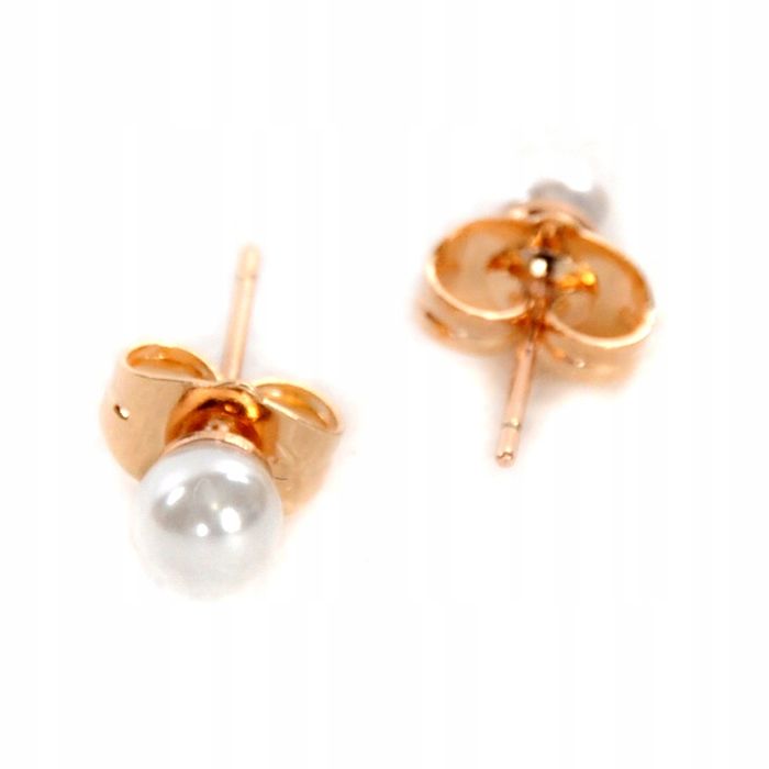 Kolczyki Perełki 5mm Wkręty Złote Stal 00357