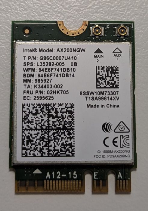 AX200 NGW WiFi card