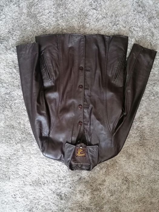 casaco pele genuína castanho escuro