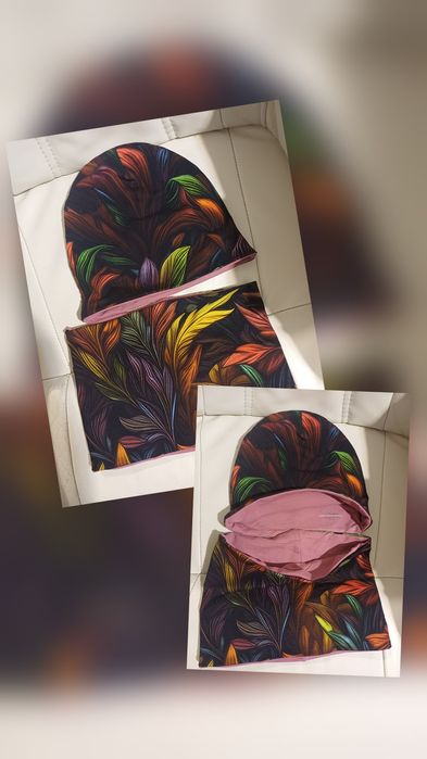 Nowy komplet dwuwarstwowy czapka I komin 54-56cm