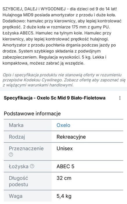 Hulajnoga oxelo 9 mid