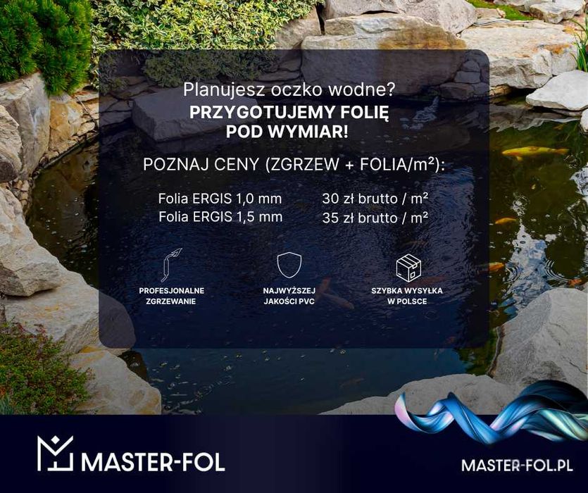 Folia PVC na wymiar do oczka wodnego / stawu – gotowa płachta