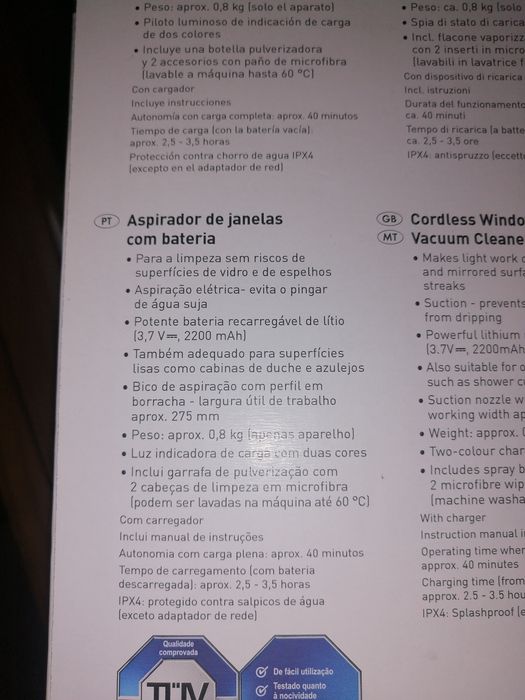 Aspirador de janelas com bateria