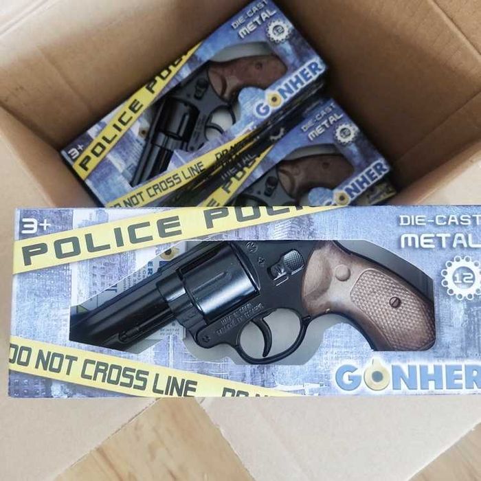 Pistola de policia metal de fulminantes 12 tiros 26,5x4x15cm