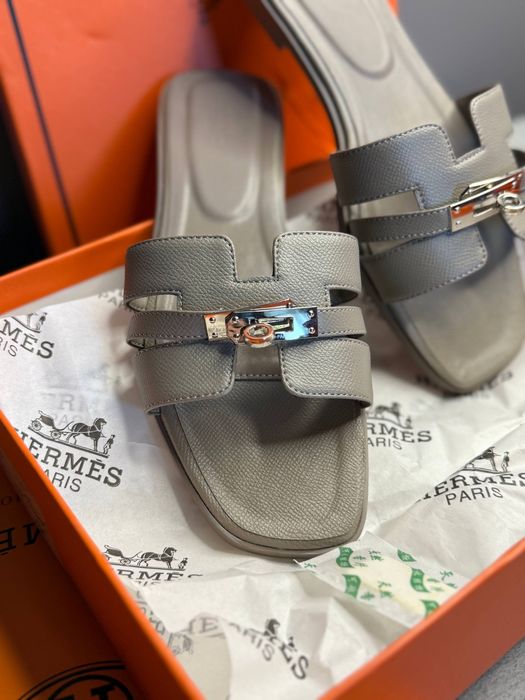 Шльопанці Hermes шльопки босоніжки жіночі шкіряні натуральні