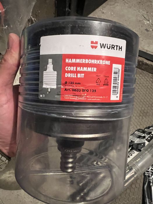 korona wiertnicza Würth SDS-max ø 125 mm oraz przedłużanie adaptera SDS-max do korony wiertniczej Würth