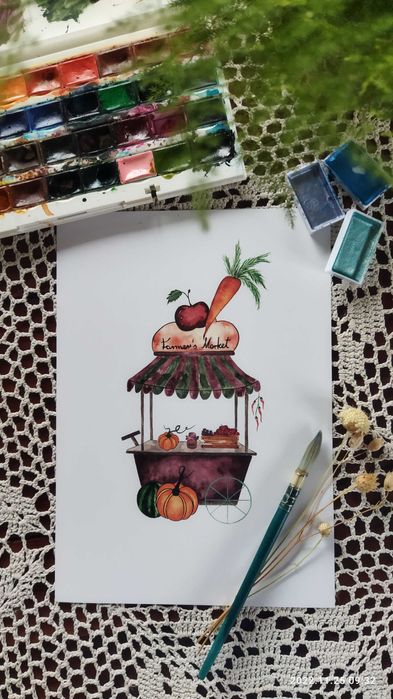 Zestaw trzech ilustracji, plakatów, akwareli do pokoju dziecięcego