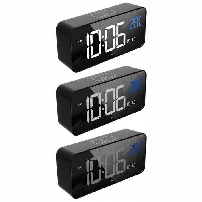 Budzik Elektroniczny Zegar LED Głośny Stojący Data Termometr Głos