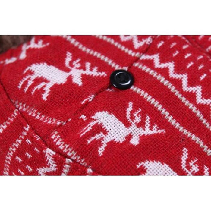 Шапка вушанка з оленями червона Універсальна для чоловіків та жінок