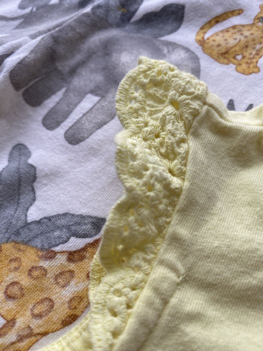 Komplet 3 częściowy H&M Safari | Żółty zestaw | Rozmiar 80 | Lato