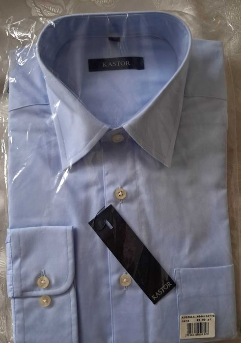 Koszula męska długi rękaw niebieska marki KASTOR