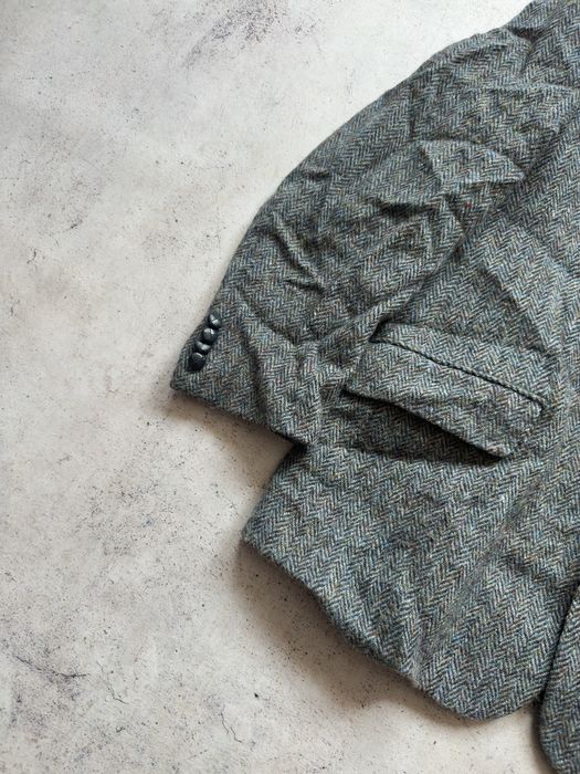Винтажный серый шерстяной пиджак Harris Tweed оригинал Размер М