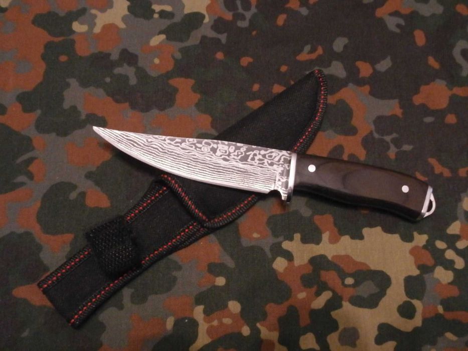 Туристичний мисливский ніж Damascus Knives Steel D3 Дамаск 21см,ножни