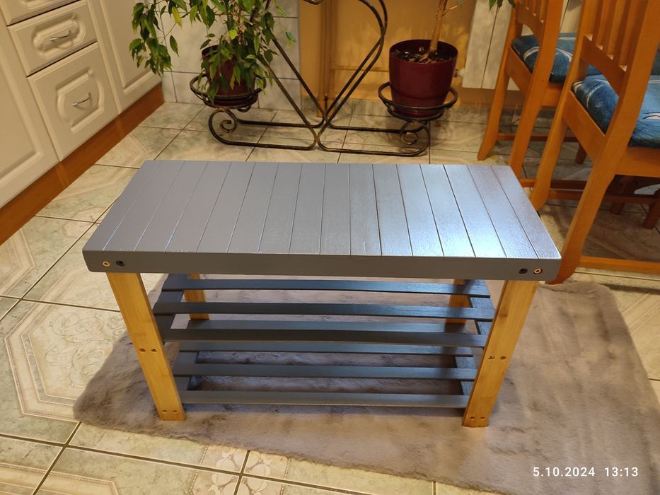 Nowy szary bambusowy regał półka na buty ławka