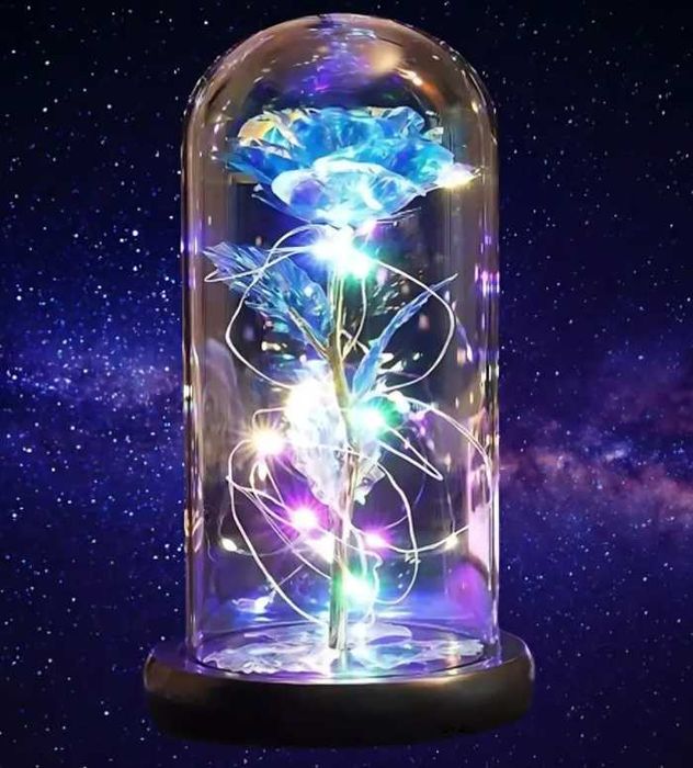 Вічна троянда в колбі з LED-підсвіткою Нічник Світильник Ночник Роза