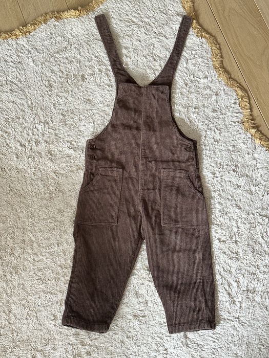 Sztruksowe ogrodniczki Zara + bluza H&M 92