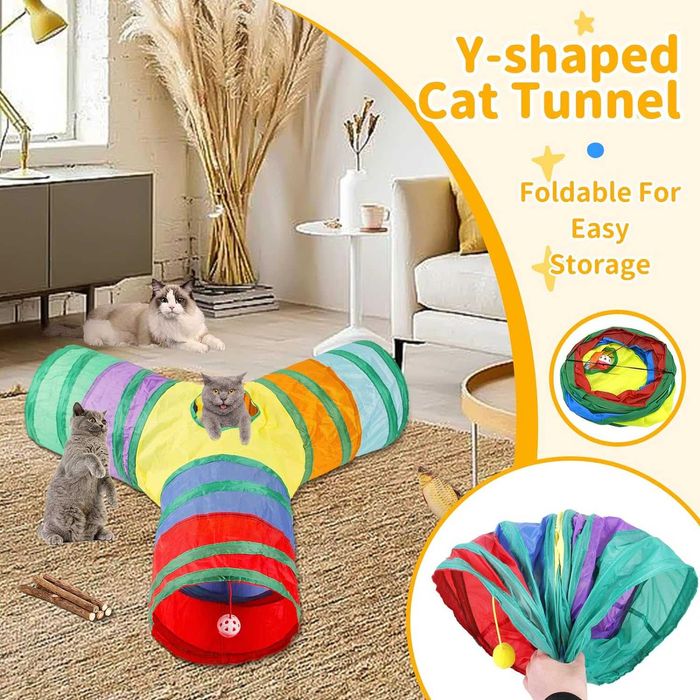 Kit conjunto de brinquedos para gatos túnel ratos peixes [37 peças]NOV