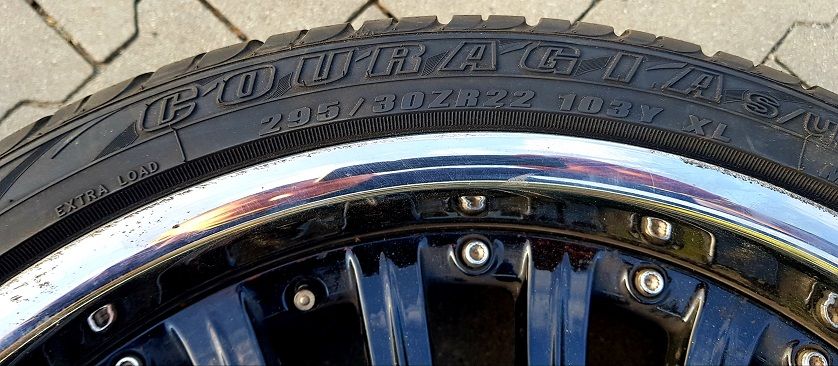 Felgi Koła BMW X5 X6 295/30/22 opony 7mm chrom 10" DOT 1817 ET35