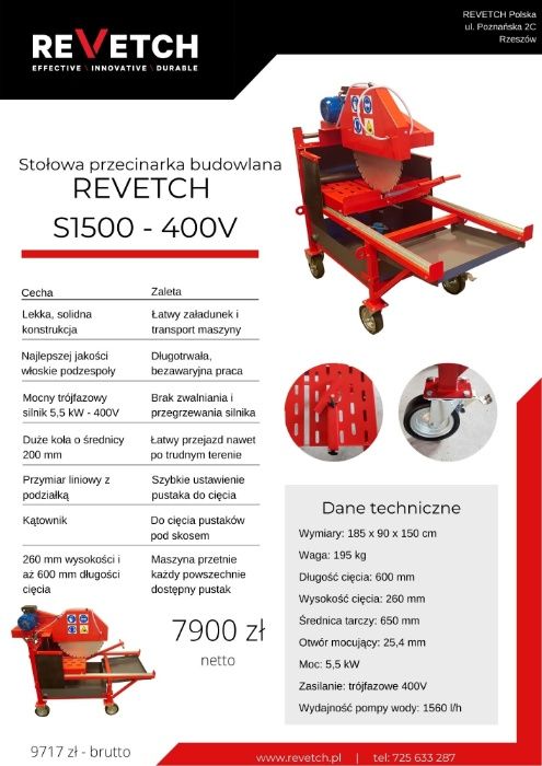 Przecinarka Piła do pustaków(230-400V) NOWA+ TARCZA- możliwy leasing