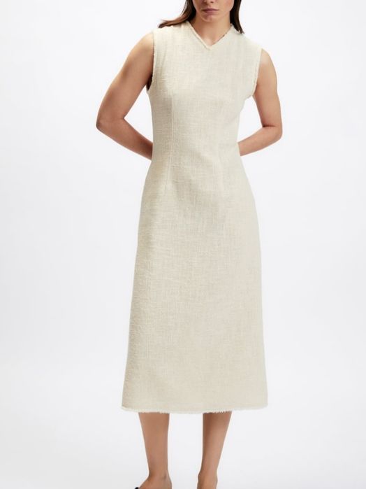 Zara sukienka blogerski beżowy m lux Strukturalna koktajlowa