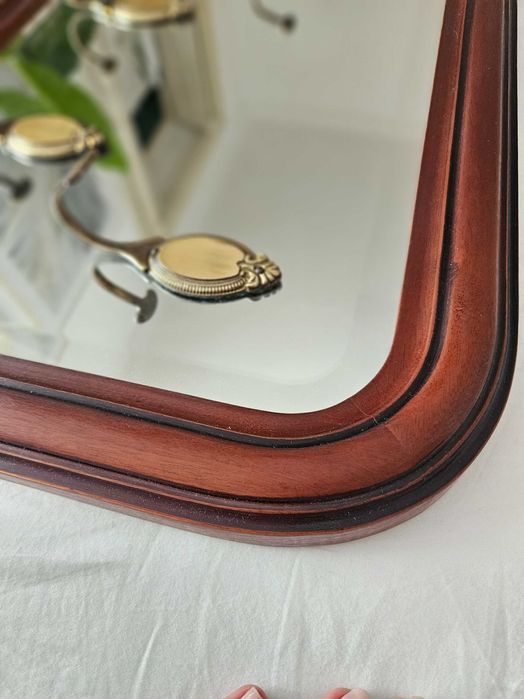 Espelho vintage bisotado madeira retangular 60cm x 45cm