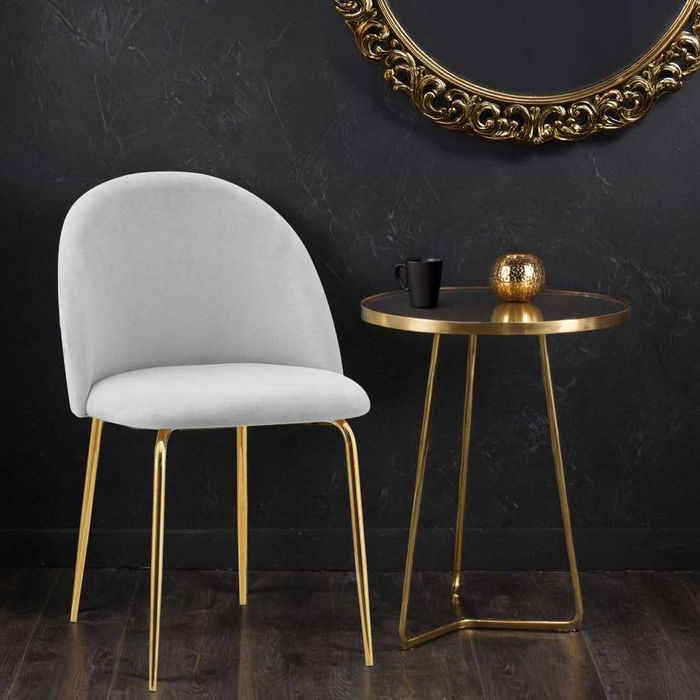 Krzesło welurowe FARGO GOLD VELVET szare